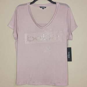 bebe Rhinestone V-Neck Tee